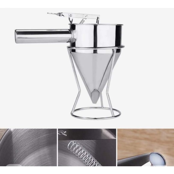 Baking Batter Funnel Dispenser Stainless Steel Cone Kitchen for Cupcake Pancakes - Picture 4 of 5